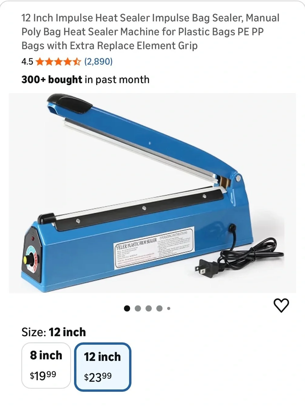 Blue Impulse Heat Sealer - Manual Bag Sealing Machine